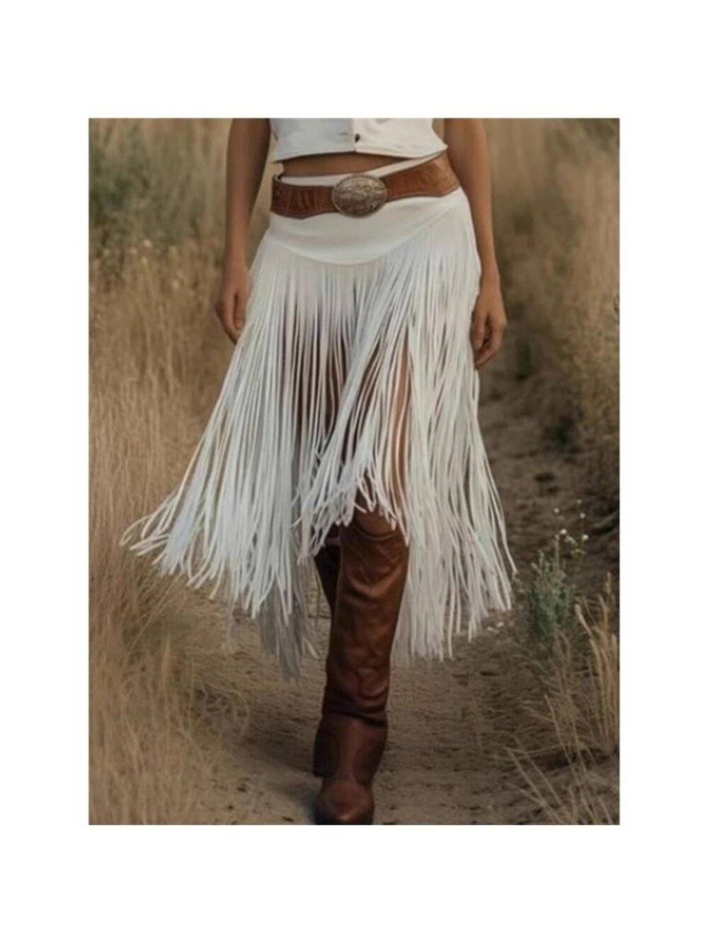 Solid Color Fringe Skirt